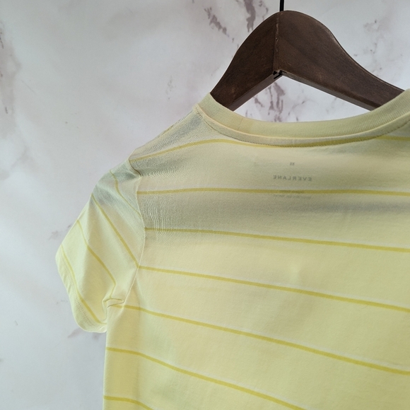 Everlane T Shirt Women Yellow Stripe Organic Cotton Crew Tee Longline - Picture 9 of 12